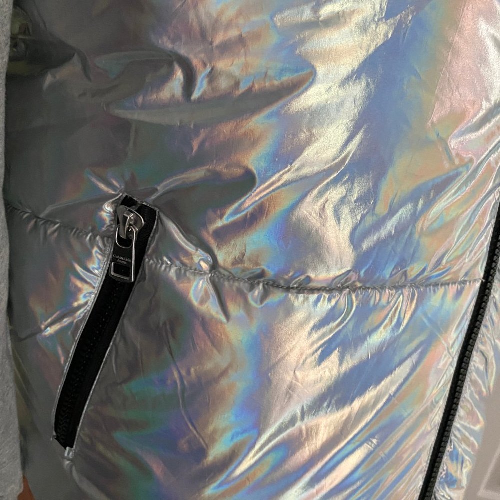 💖MEGA SALE💖Calvin Klein Men's CJCV7010 IRD Puffer Silver Sleeveless Zipper - Picture 7 of 15